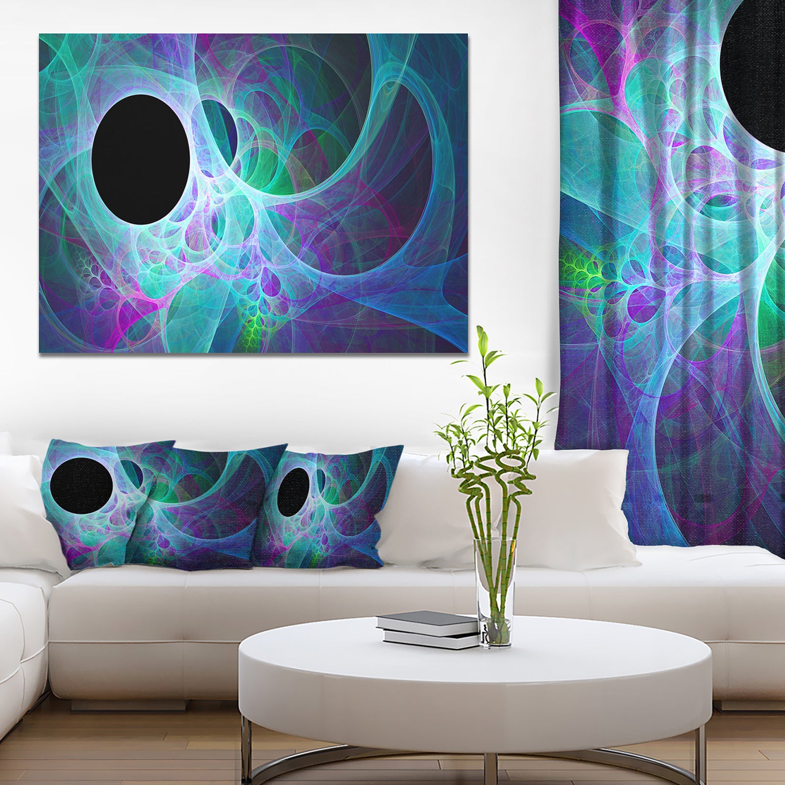 Blue Angel Wings on Black - Abstract Wall Art Canvas
