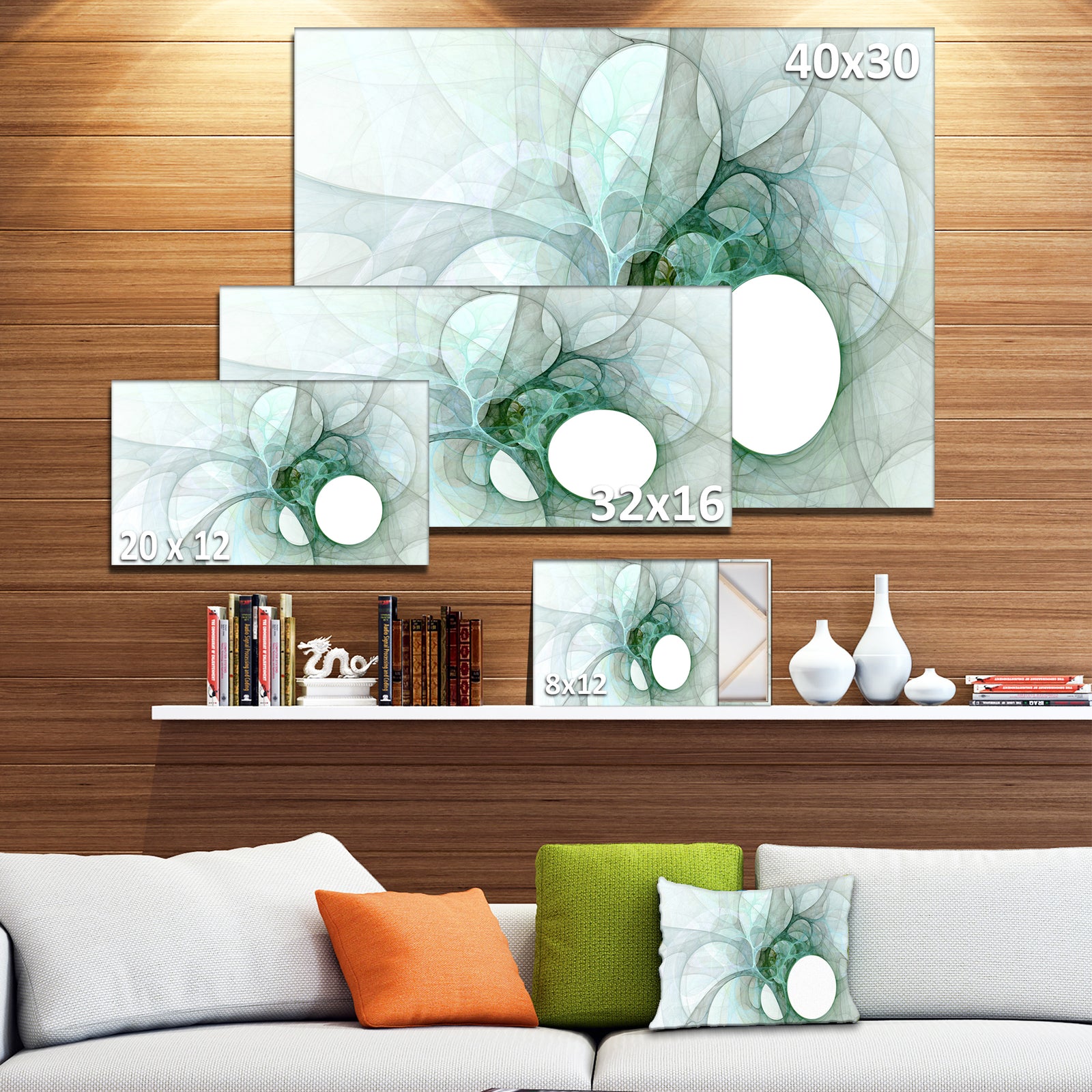 White Fractal Angel Wings - Abstract Wall Art Canvas