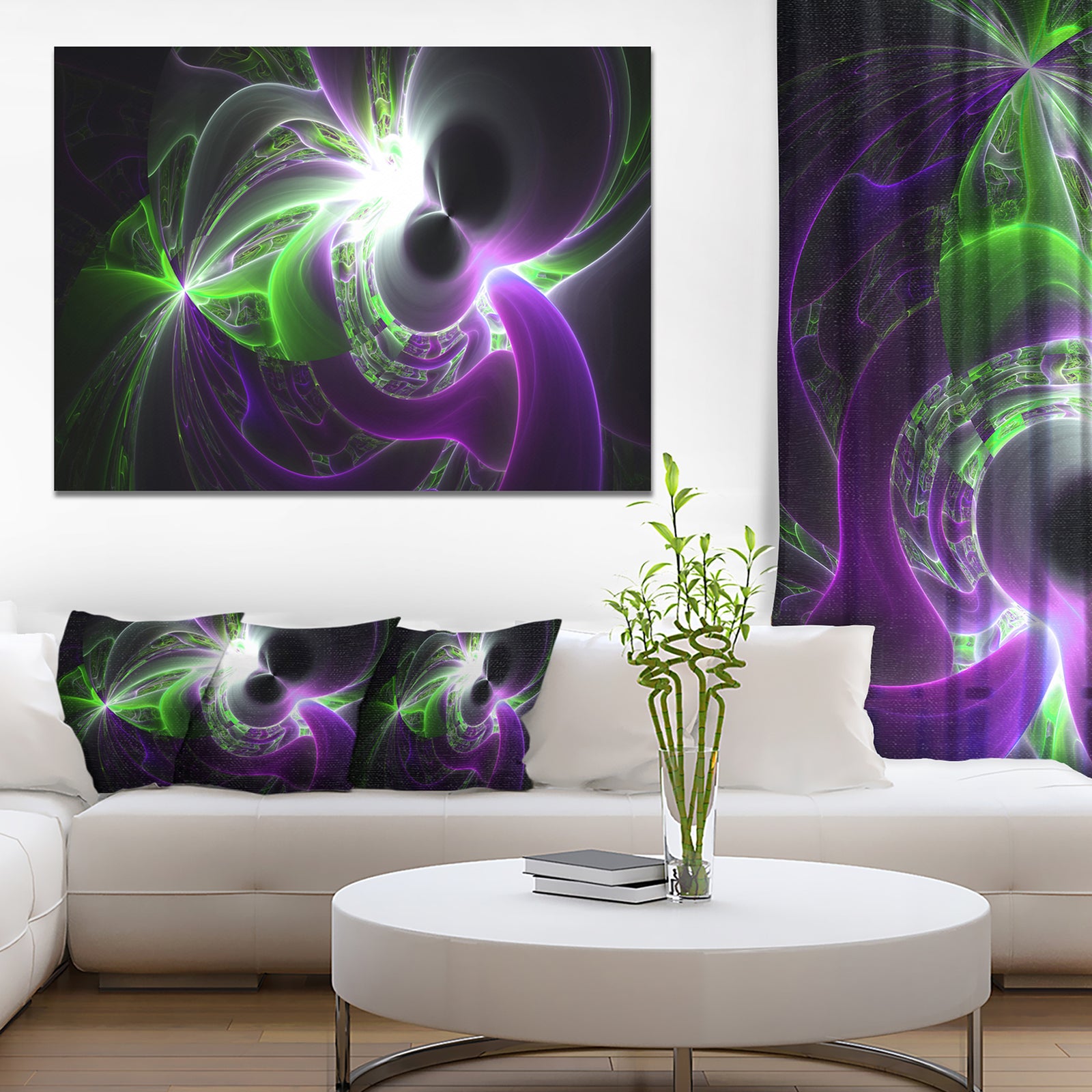 Glowing Purple Green Plasma - Abstract Wall Art Canvas