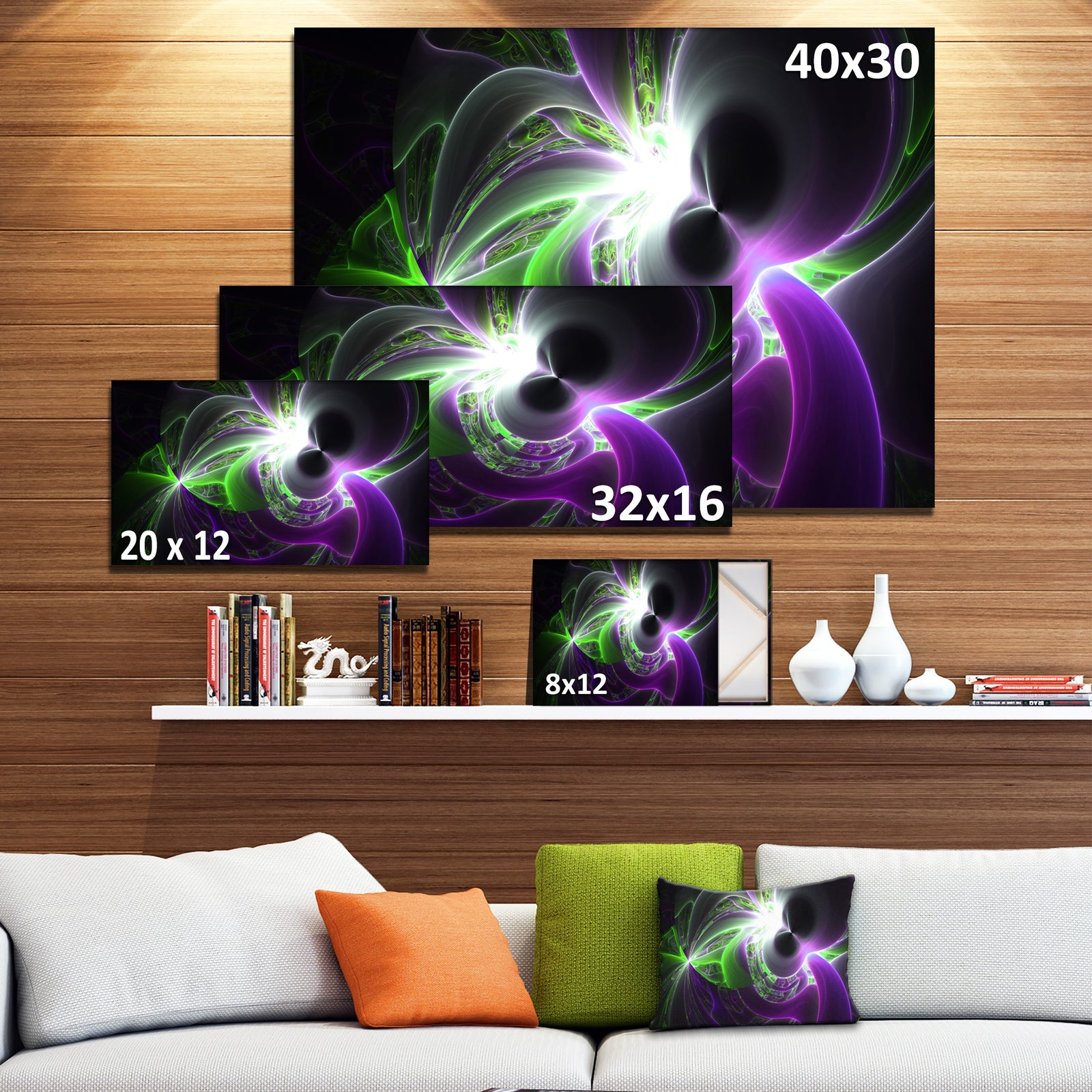Glowing Purple Green Plasma - Abstract Wall Art Canvas