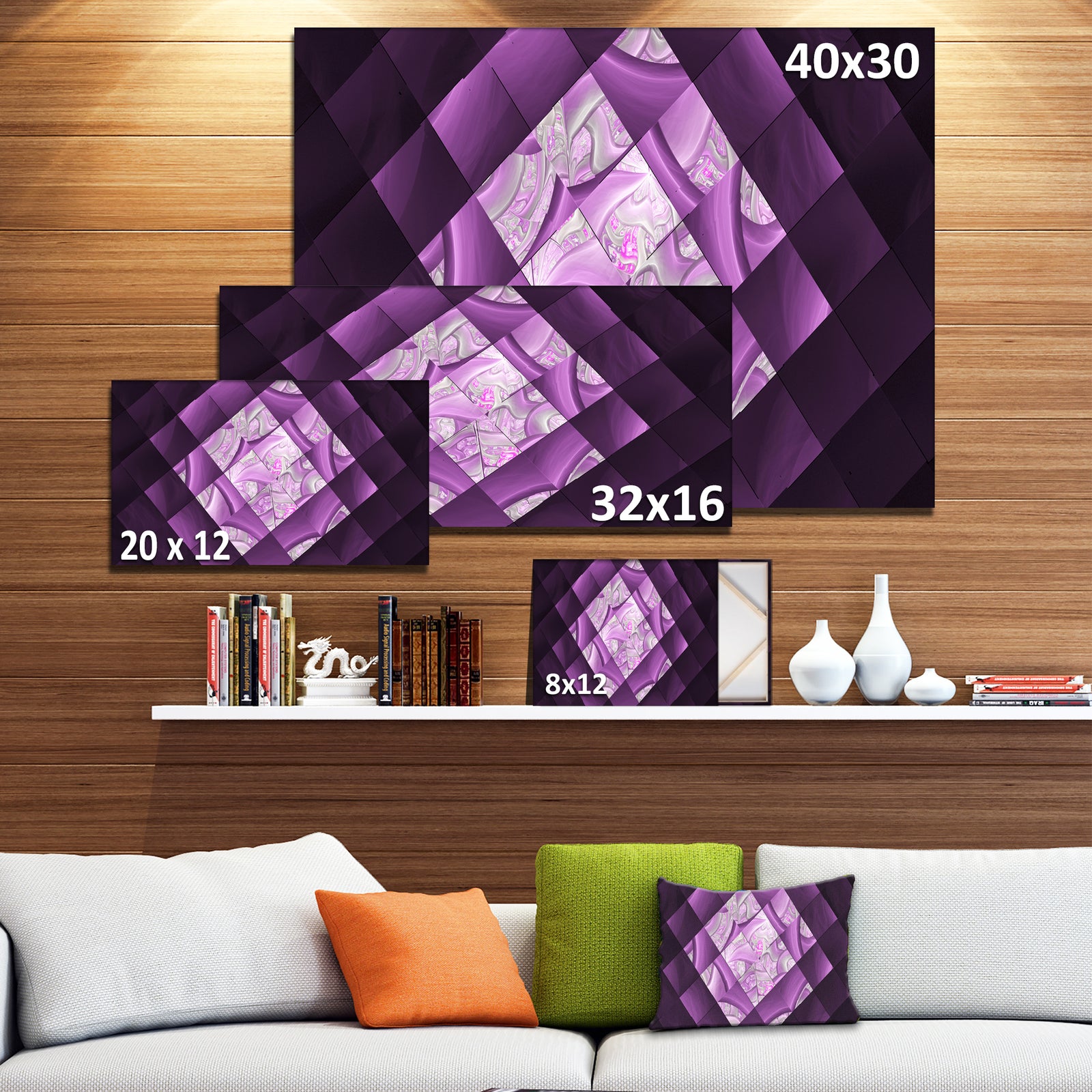 Purple Pixel Field of Squares - Abstract Wall Art Canvas
