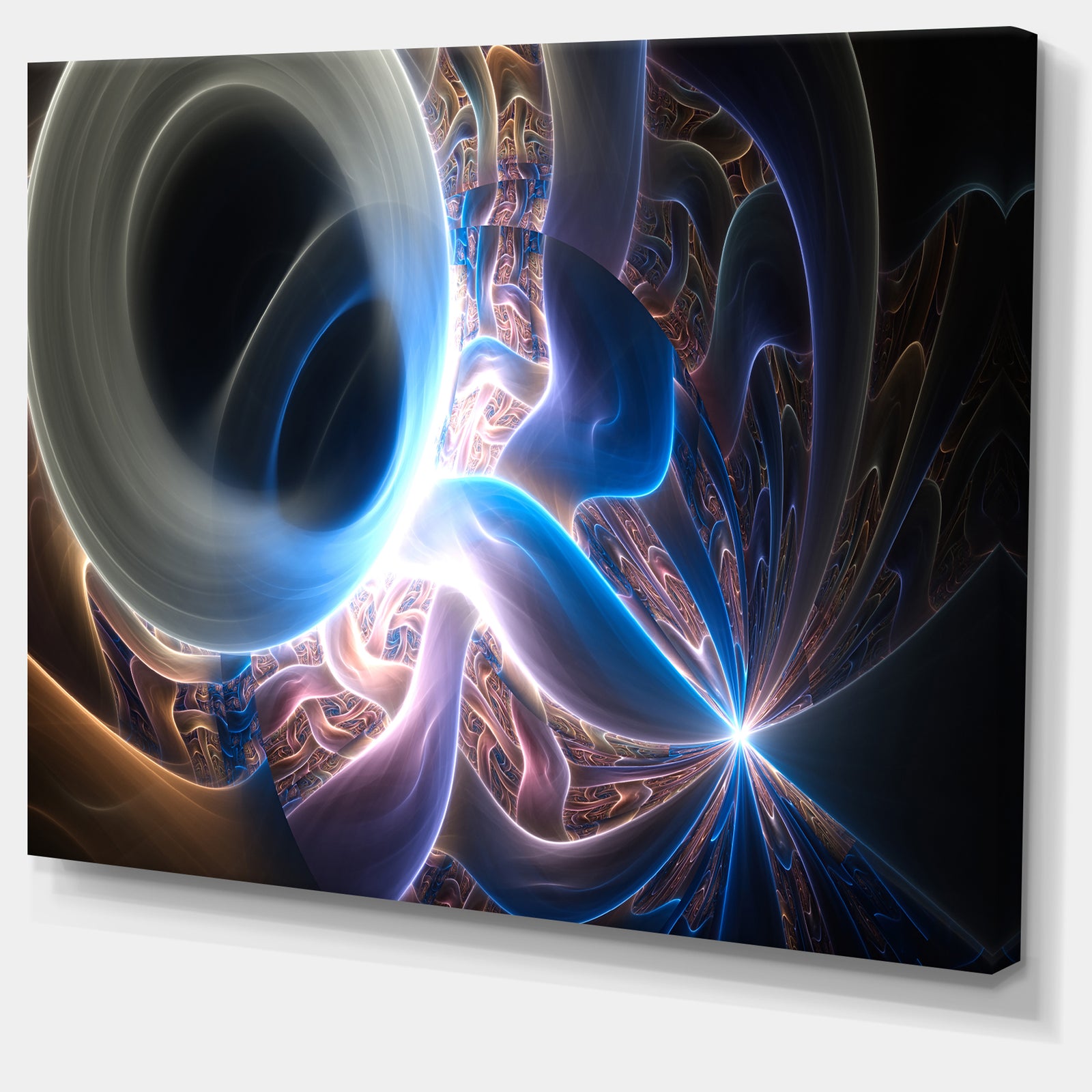 Glowing Blue Silver Plasma - Abstract Wall Art Canvas