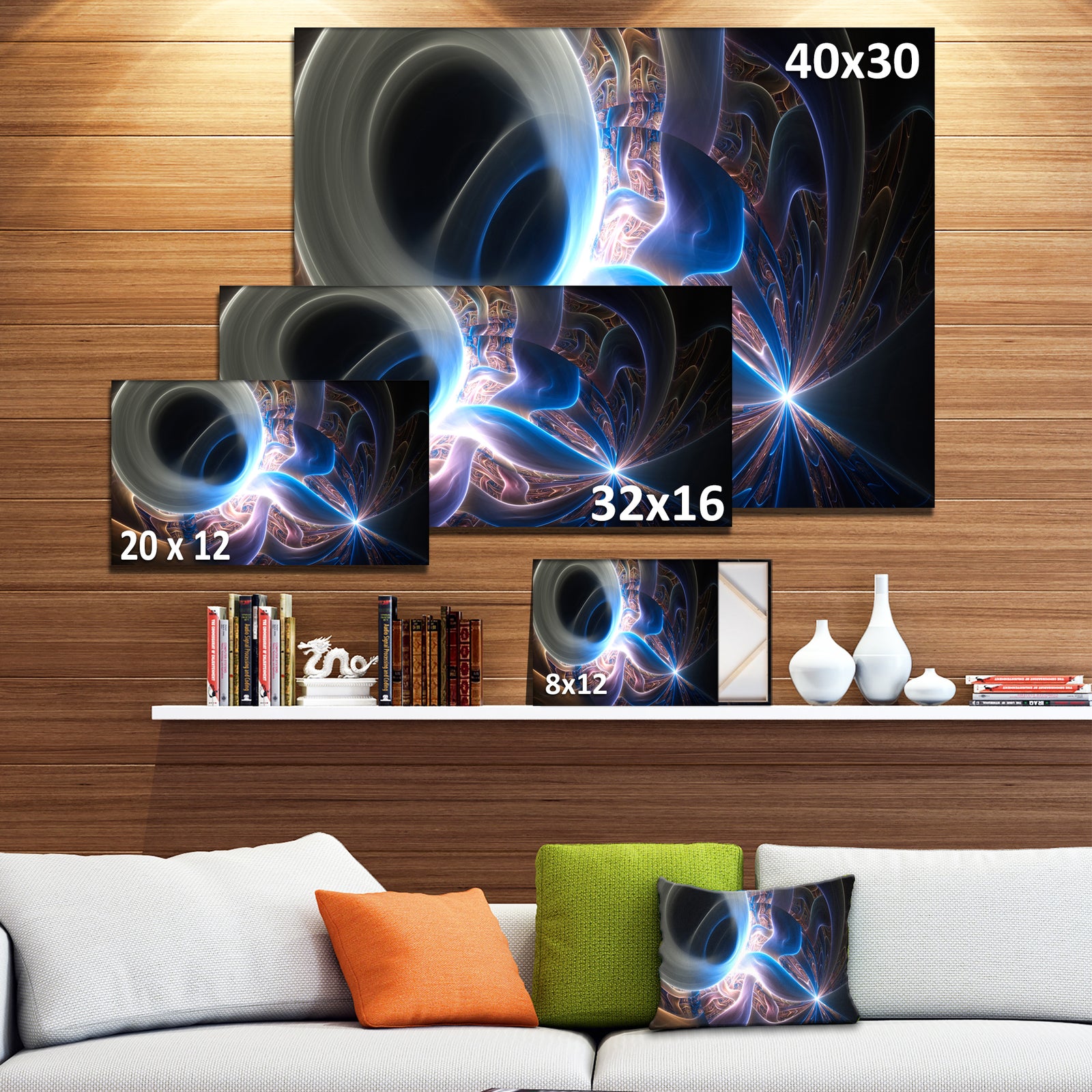 Glowing Blue Silver Plasma - Abstract Wall Art Canvas
