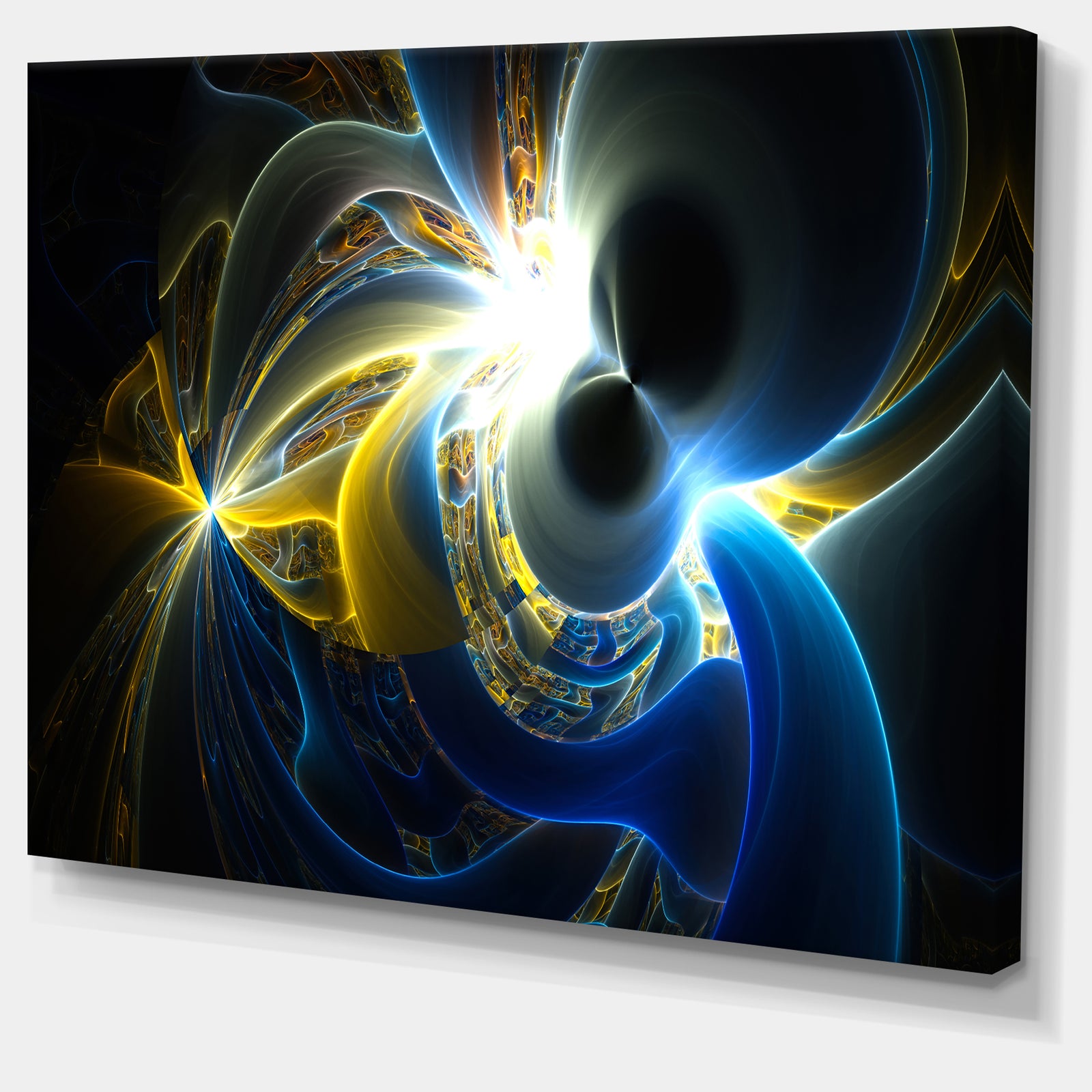 Glowing Blue Yellow Plasma - Abstract Wall Art Canvas