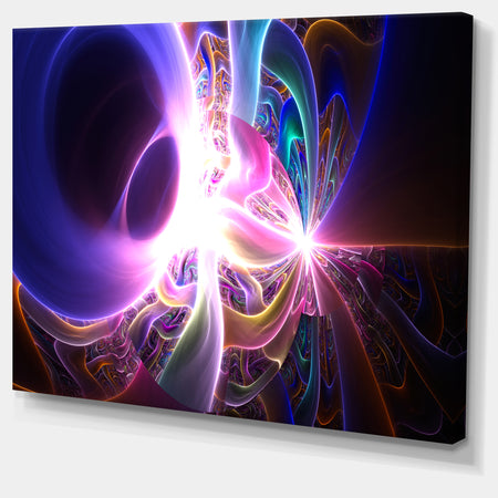 Glowing Purple Design on Black - Abstract Wall Art Canvas