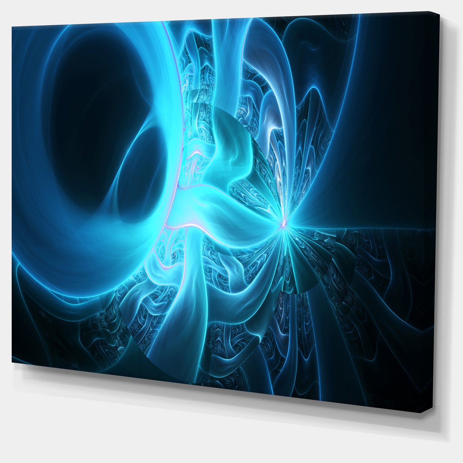 Shining Bright Blue on Black - Abstract Wall Art Canvas
