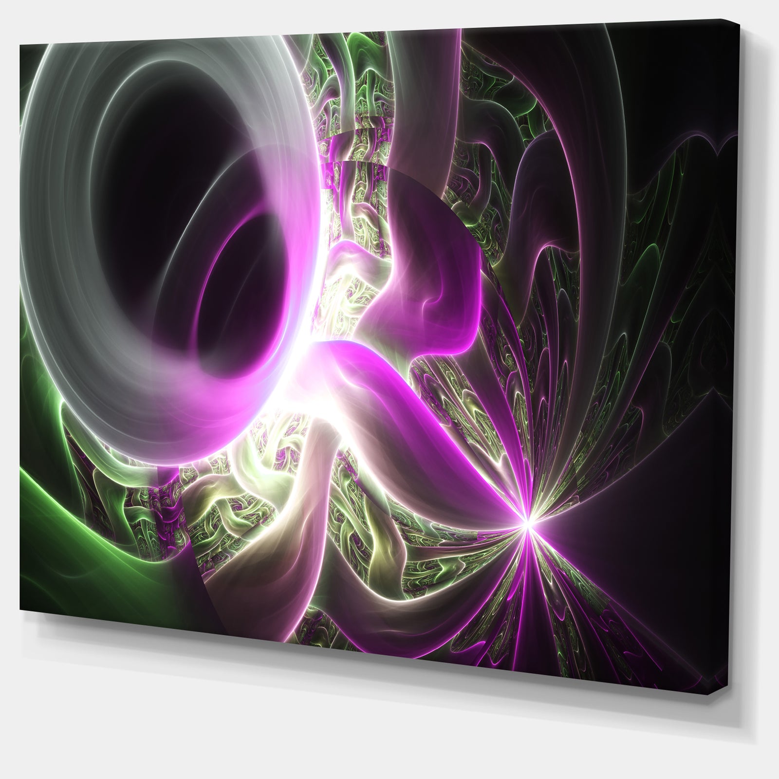 Light Purple Designs on Black - Abstract Wall Art Canvas