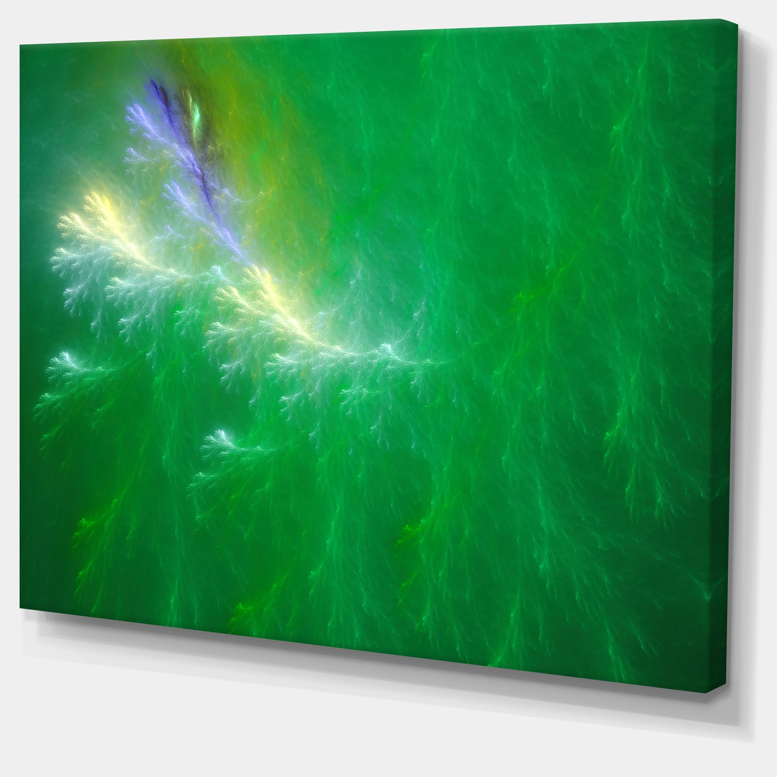 Green Fractal Thunder Sky - Abstract Wall Art Canvas