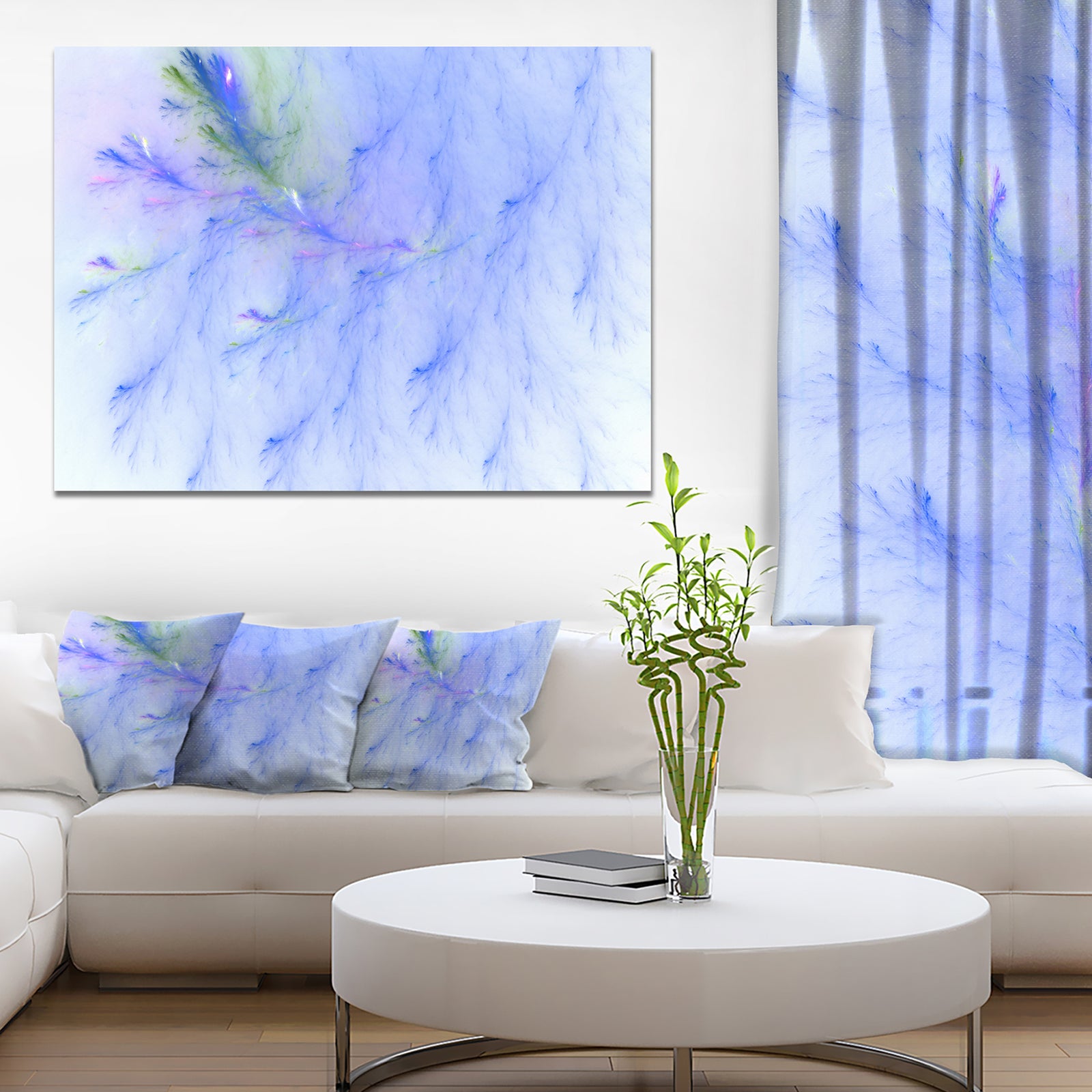 Light Blue Veins of Marble - Abstract Wall Art Canvas