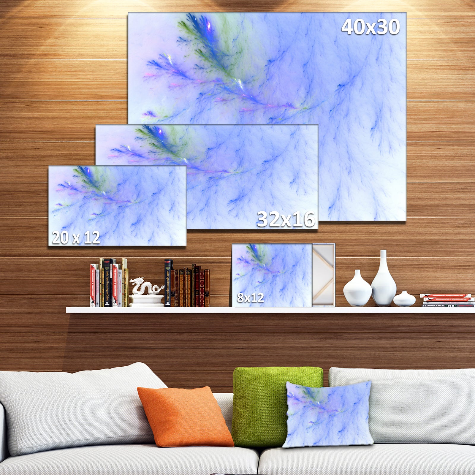 Light Blue Veins of Marble - Abstract Wall Art Canvas