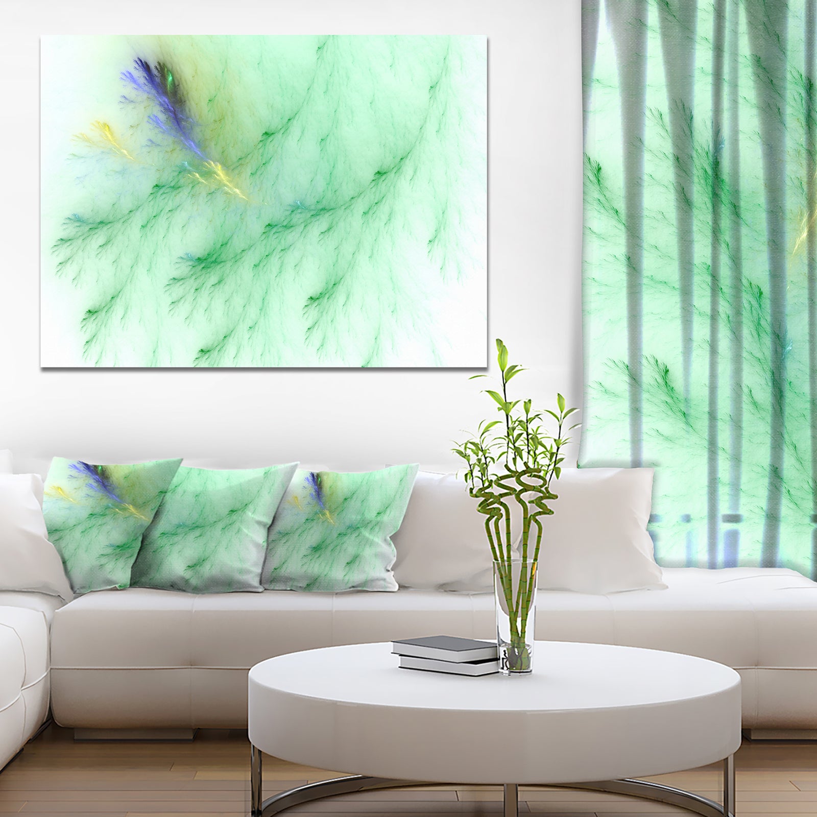 Light Green Veins of Marble - Abstract Wall Art Canvas