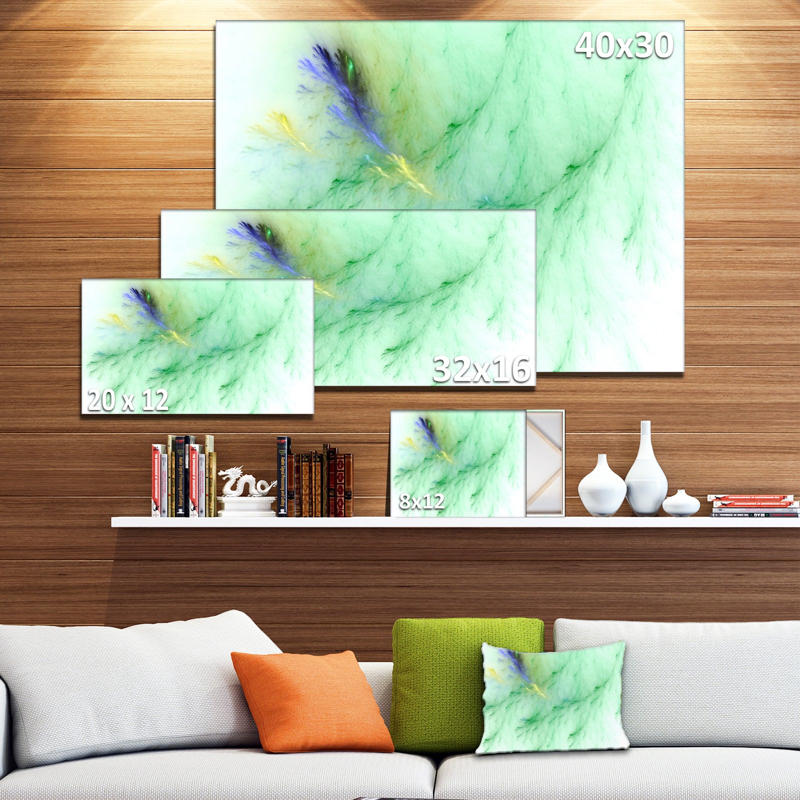 Light Green Veins of Marble - Abstract Wall Art Canvas