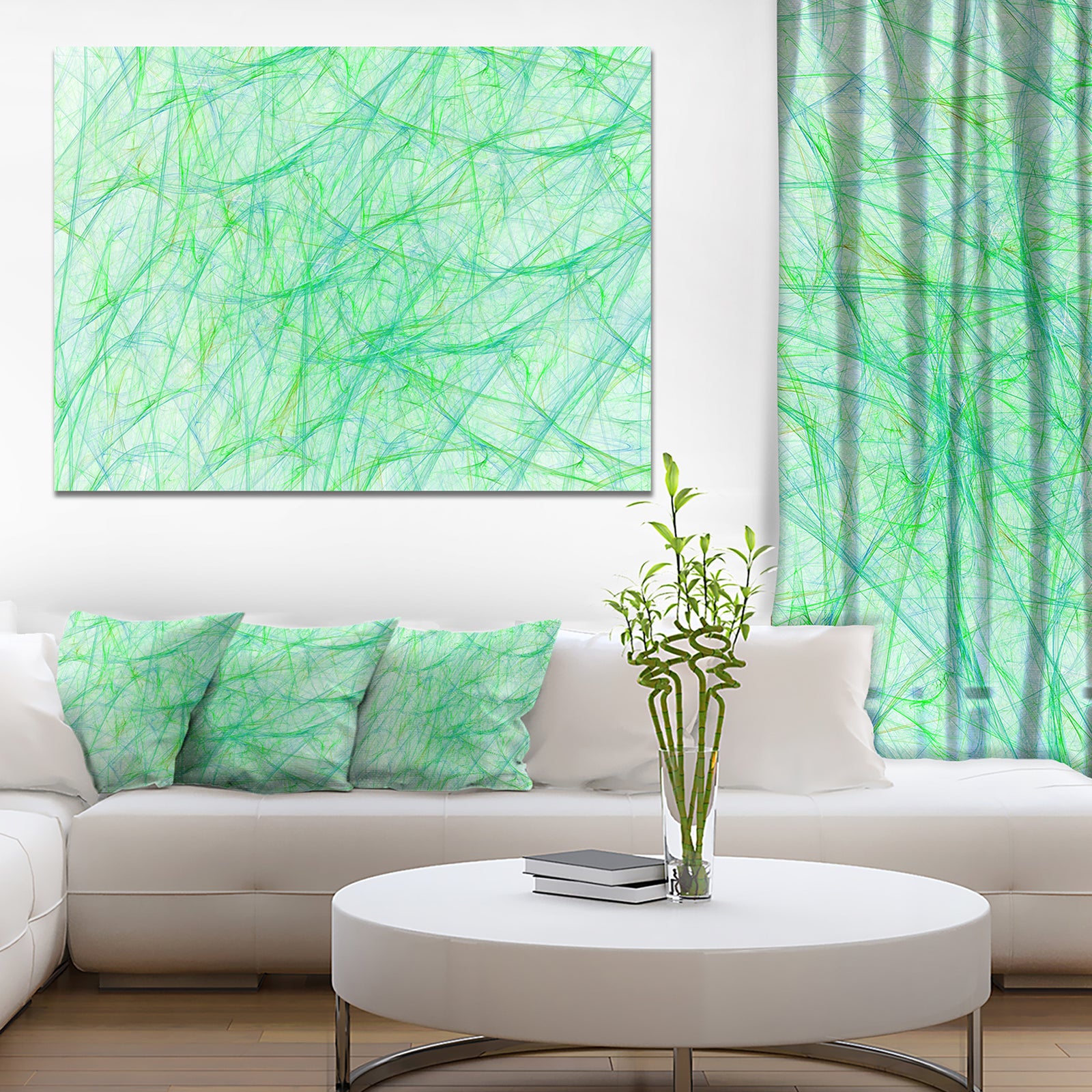 Clear Green Veins of Marble - Abstract Wall Art on Canvas