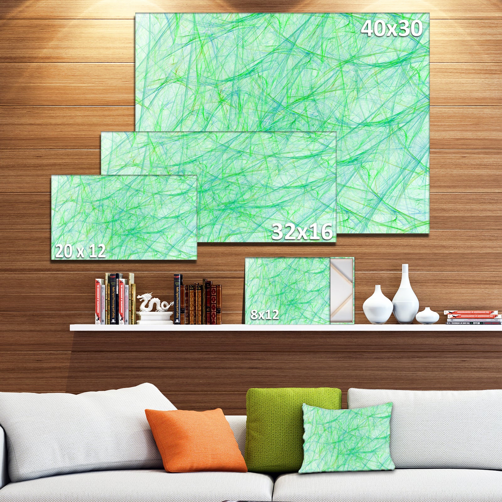 Clear Green Veins of Marble - Abstract Wall Art on Canvas