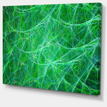 Mystic Green Fractal Veins - Abstract Wall Art on Canvas