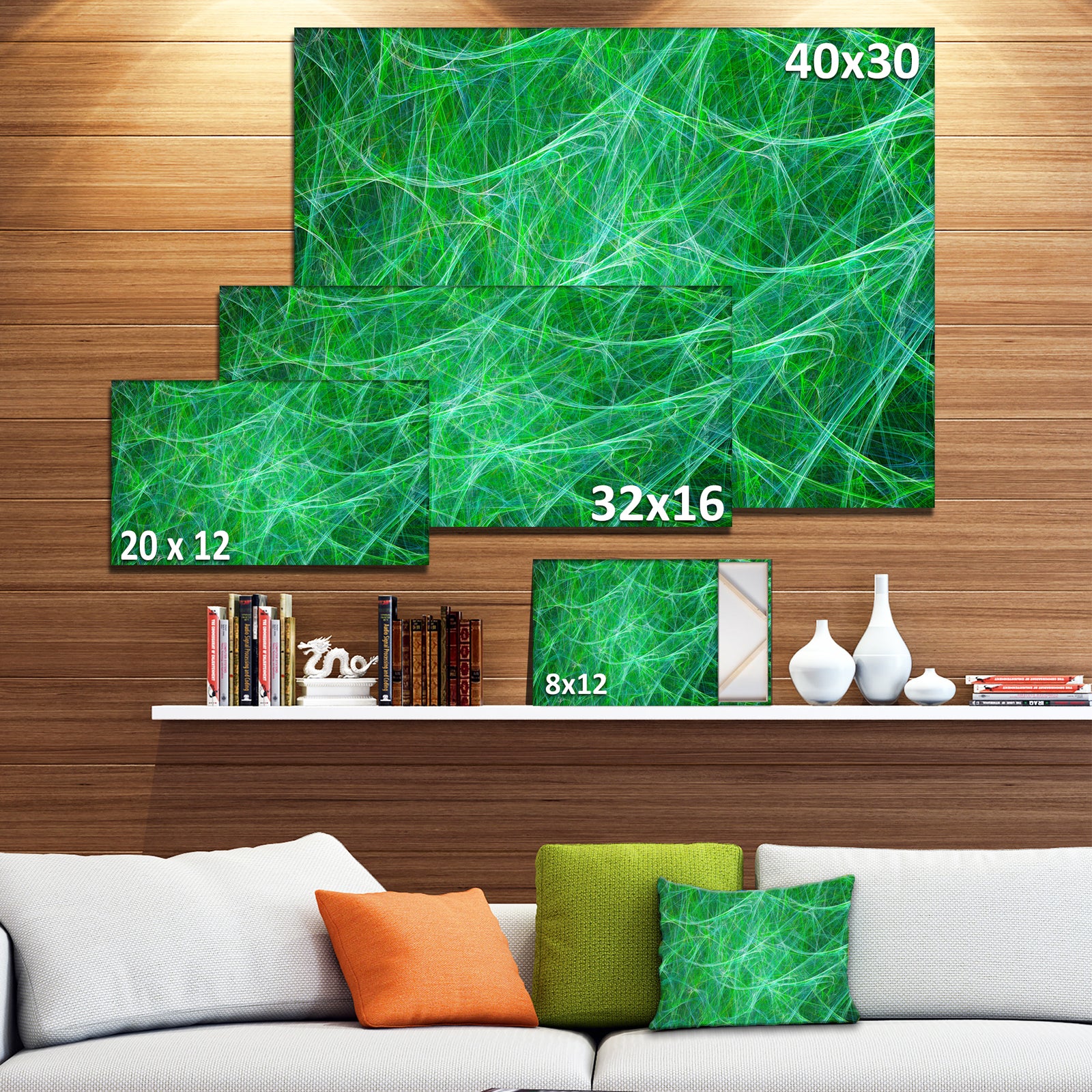 Mystic Green Fractal Veins - Abstract Wall Art on Canvas