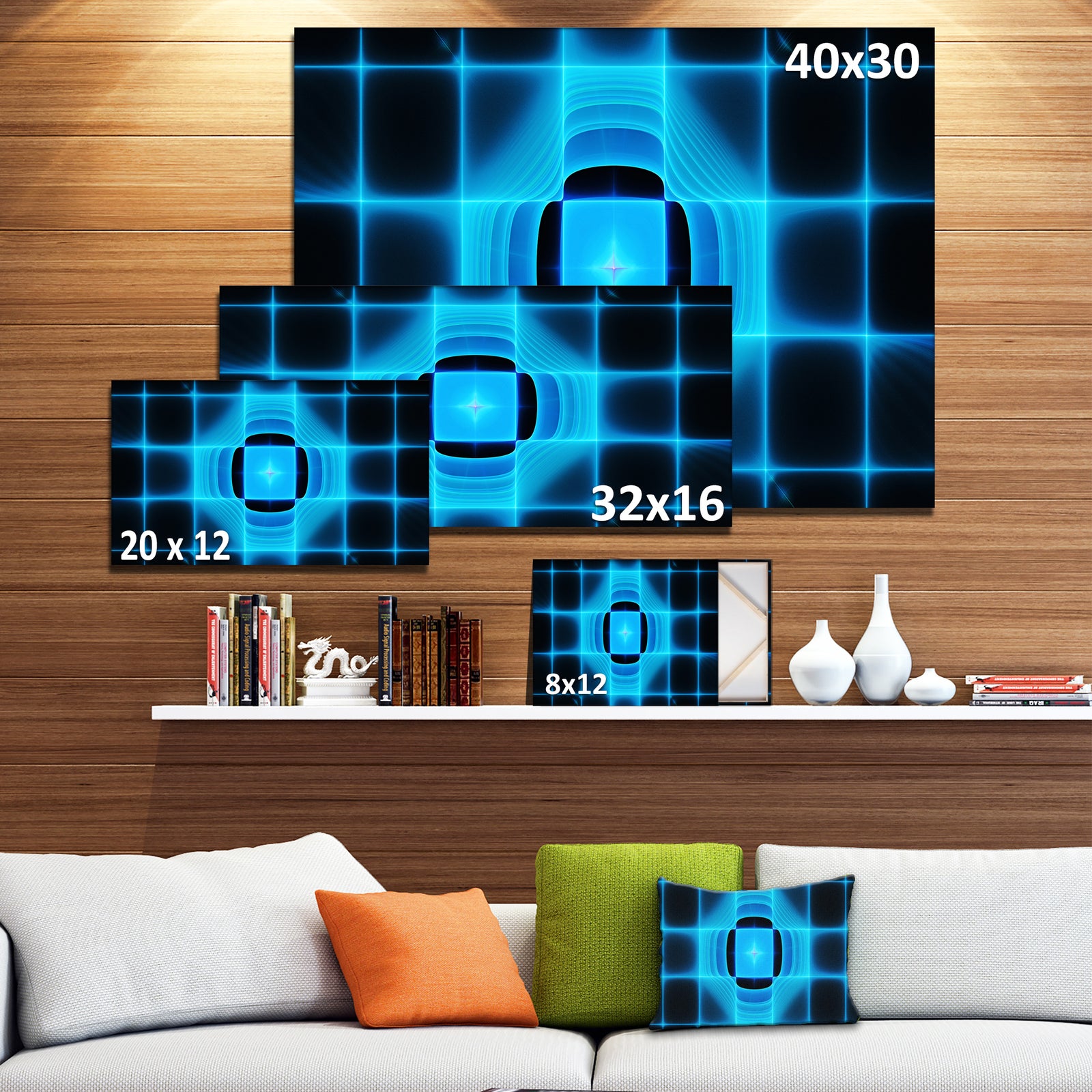 Blue on Black Thermal Infrared Visor - Abstract Wall Art on Canvas