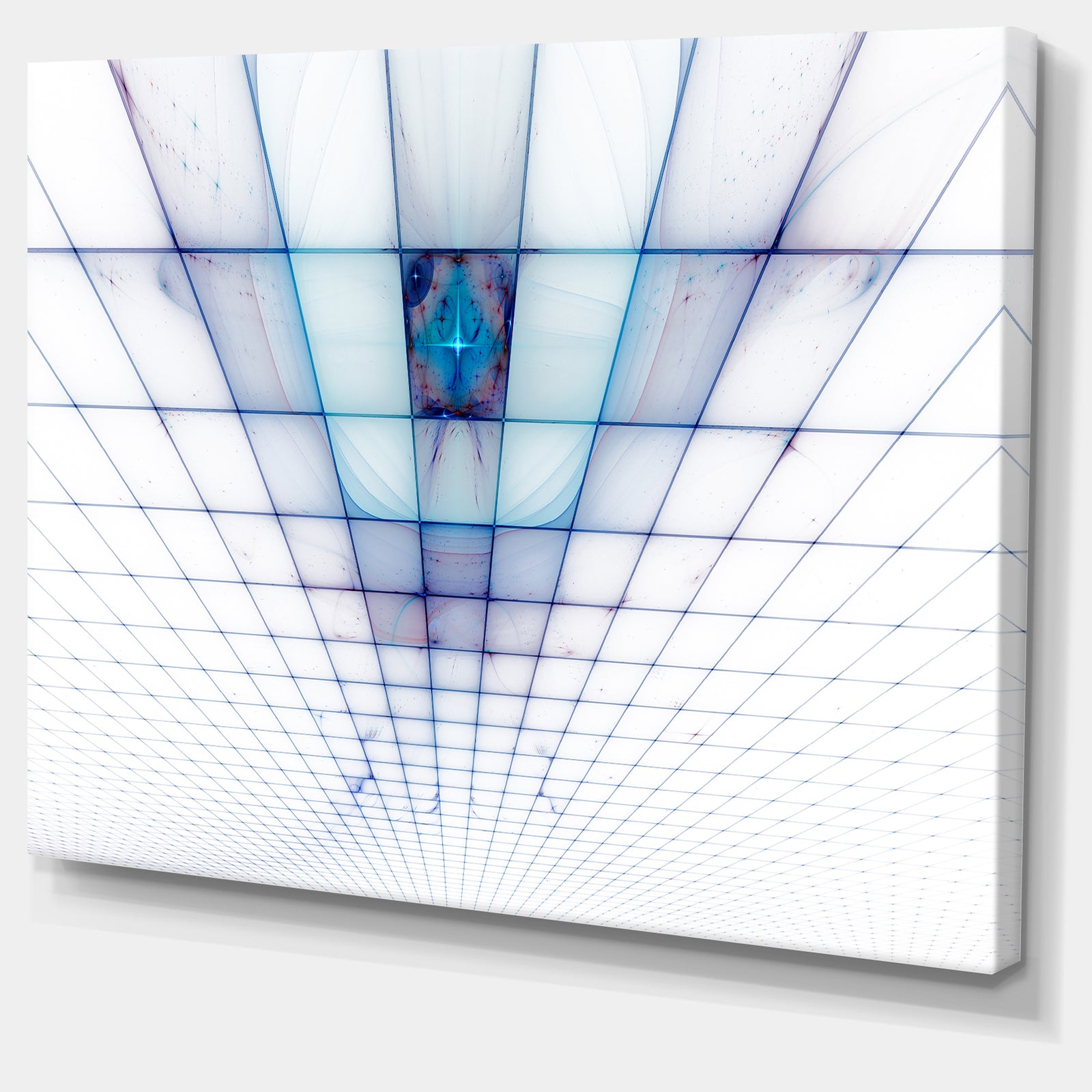 Light Blue Laser Protective Grids - Abstract Wall Art on Canvas