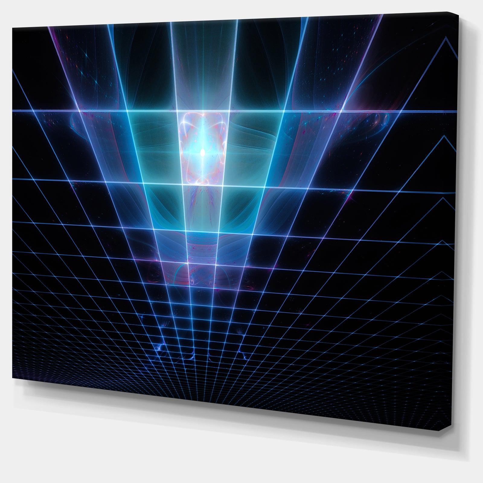 Blue Laser Protective Grids - Abstract Wall Art on Canvas