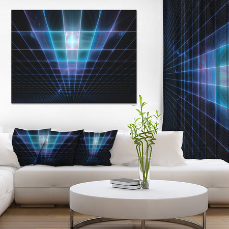 Blue Laser Protective Grids - Abstract Wall Art on Canvas