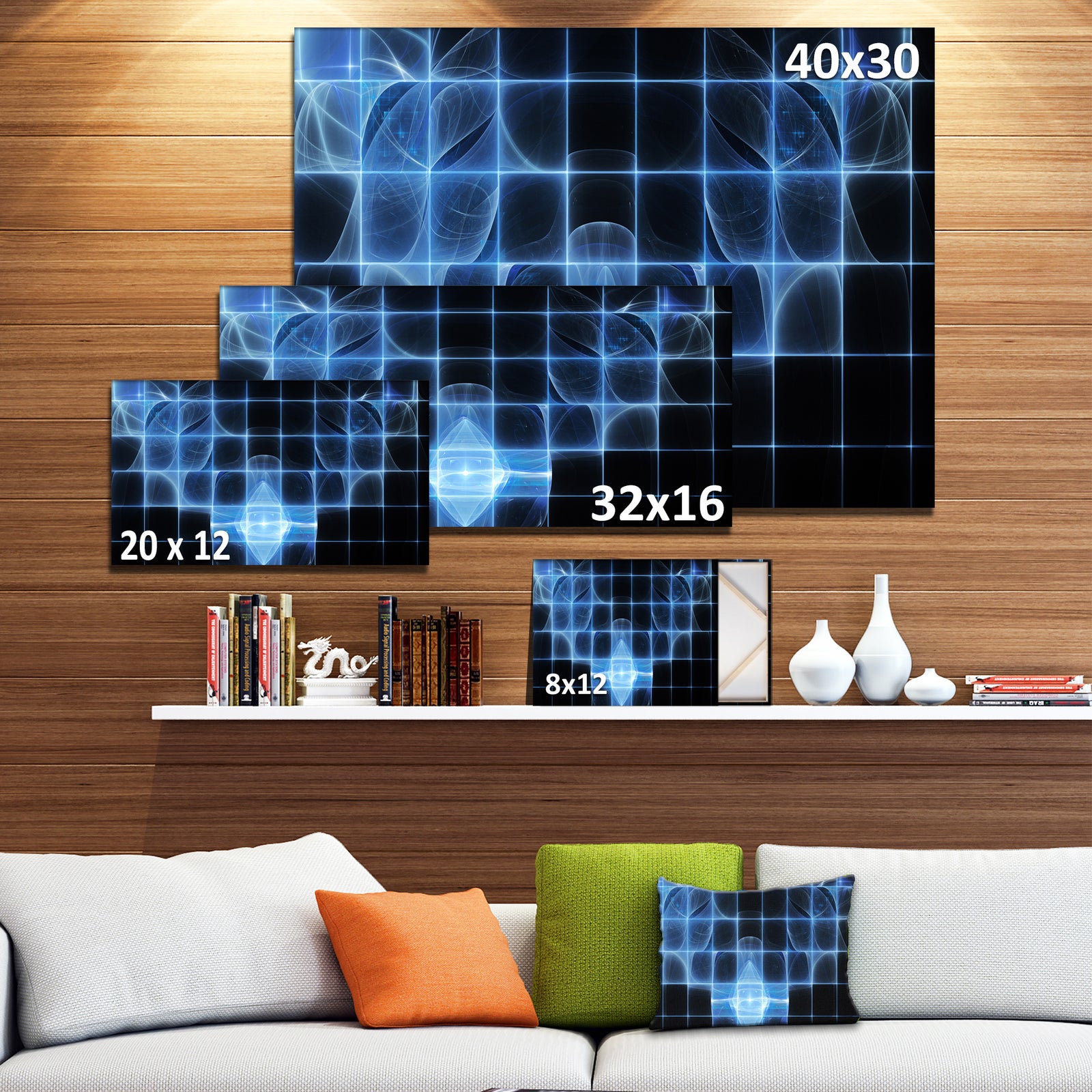 Bright Blue Bat on Radar Screen - Abstract Wall Art on Canvas