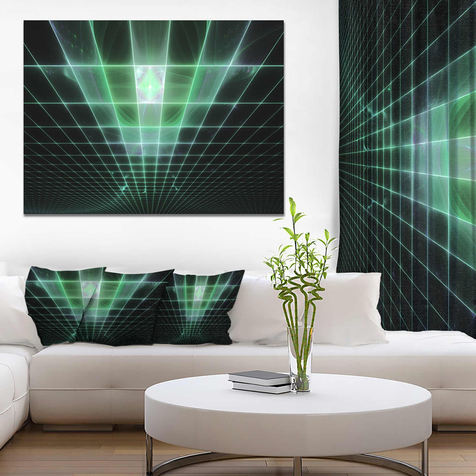 Light Green Bat on Radar Screen - Abstract Wall Art on Canvas