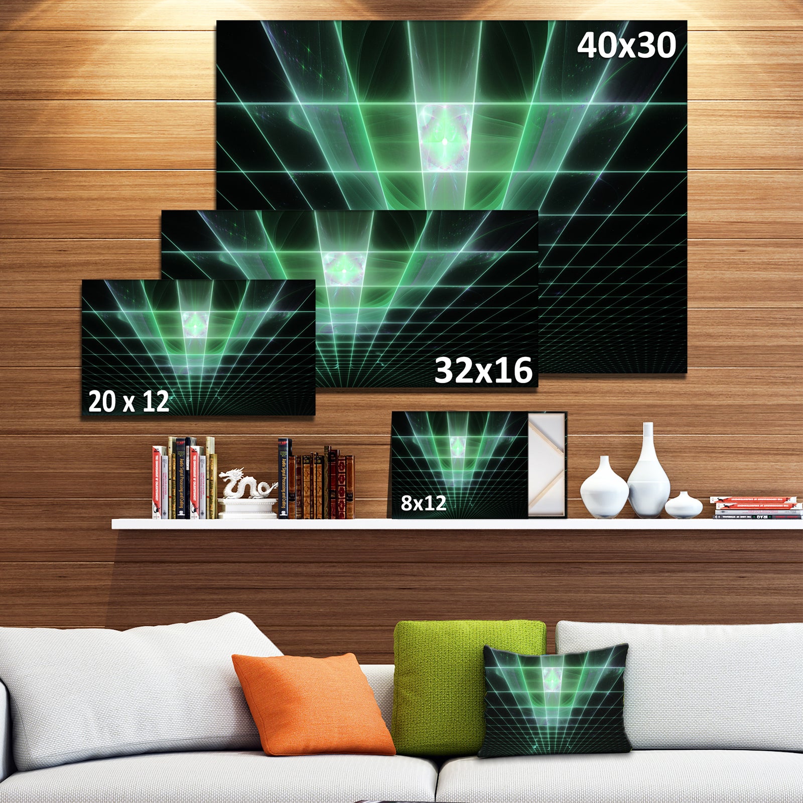 Light Green Bat on Radar Screen - Abstract Wall Art on Canvas