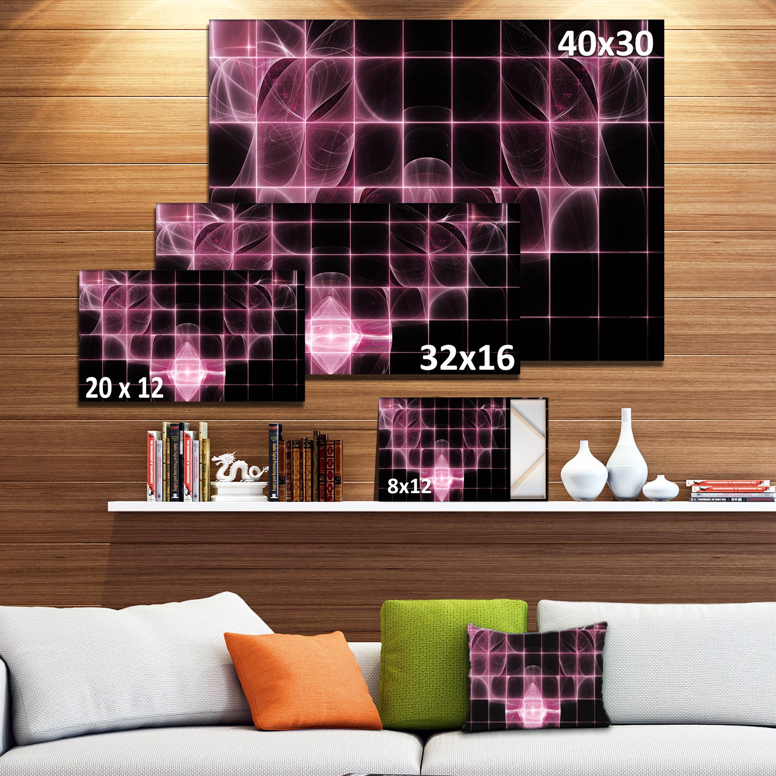 Pink Bat Outline on Radar - Abstract Wall Art on Canvas