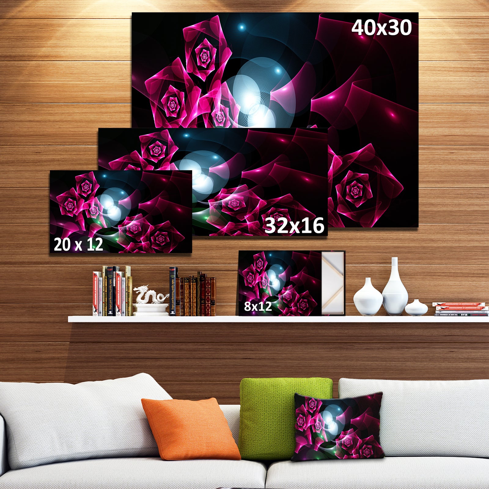 Pink Bouquet of Beautiful Roses - Abstract Wall Art on Canvas