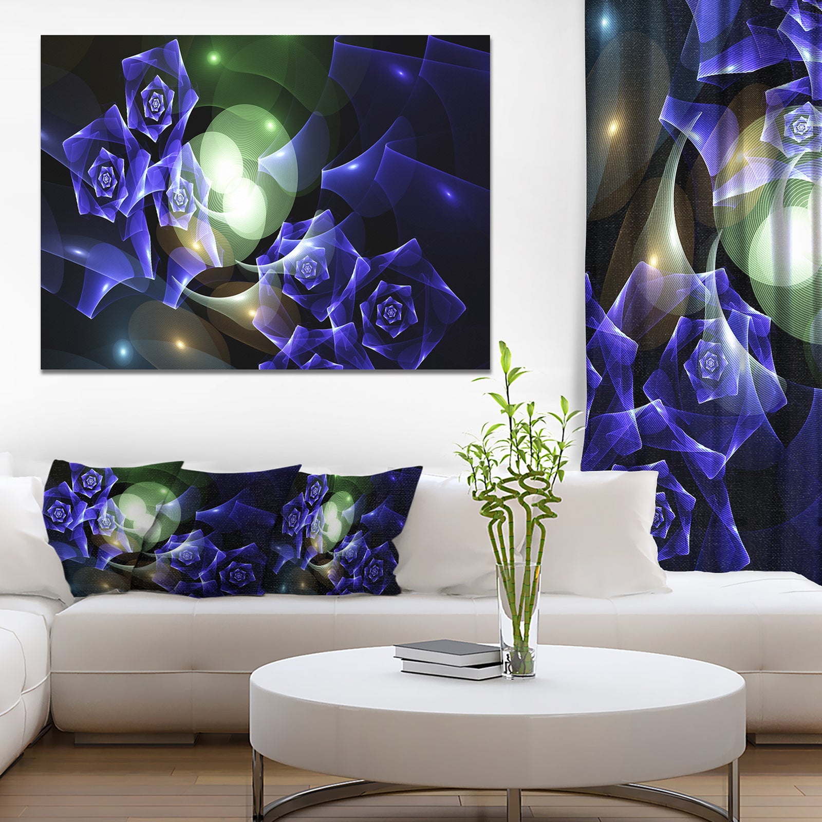 Blue Bouquet of Beautiful Roses - Abstract Wall Art on Canvas