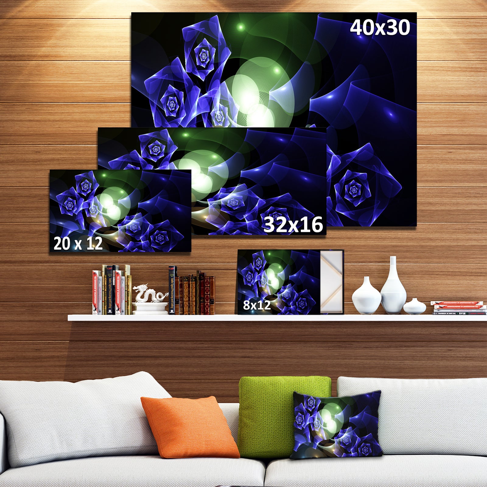 Blue Bouquet of Beautiful Roses - Abstract Wall Art on Canvas