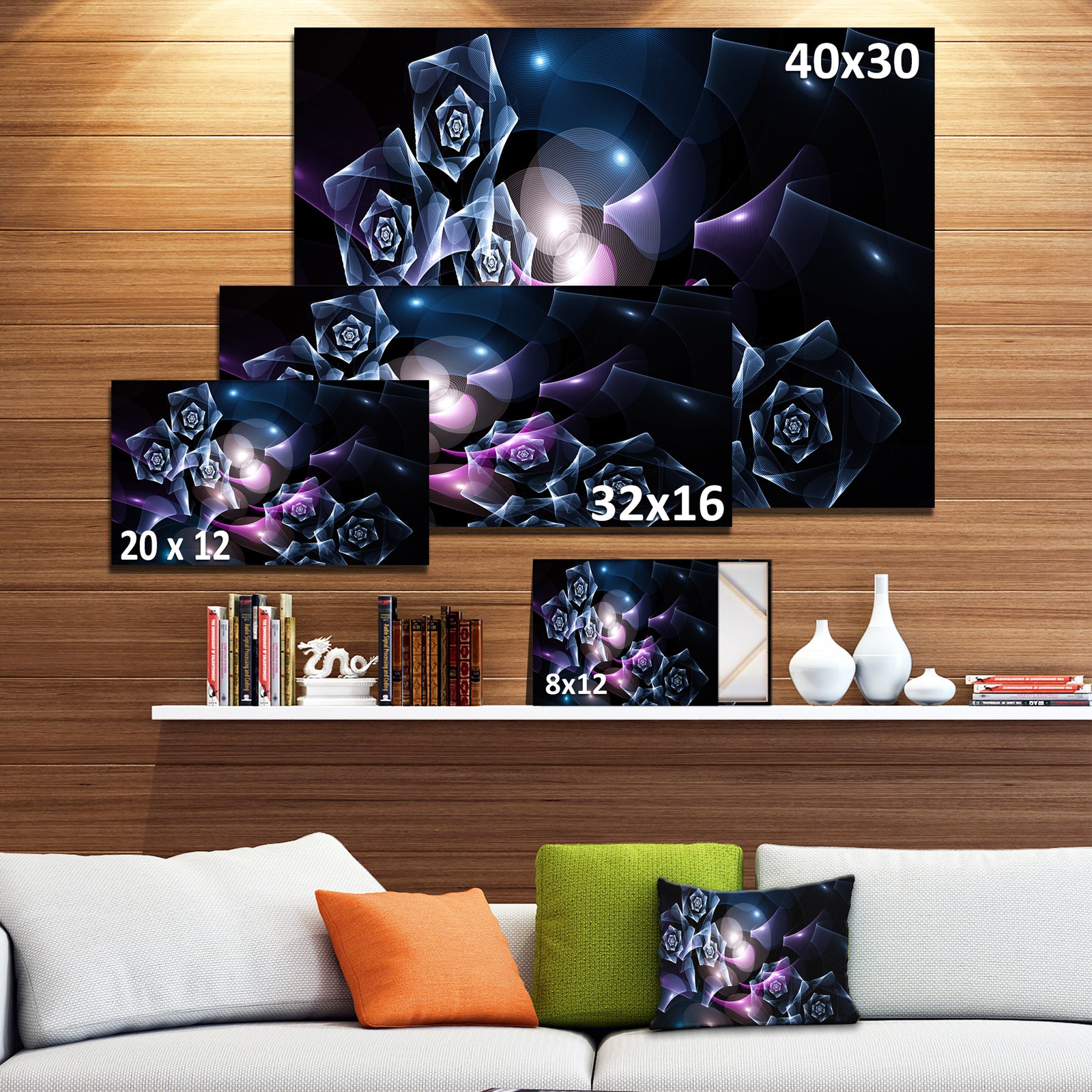 Glowing Bouquet of Beautiful Roses - Abstract Wall Art on Canvas