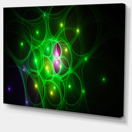 Green Fractal Space Circles - Extra Large Abstract Canvas Art Print