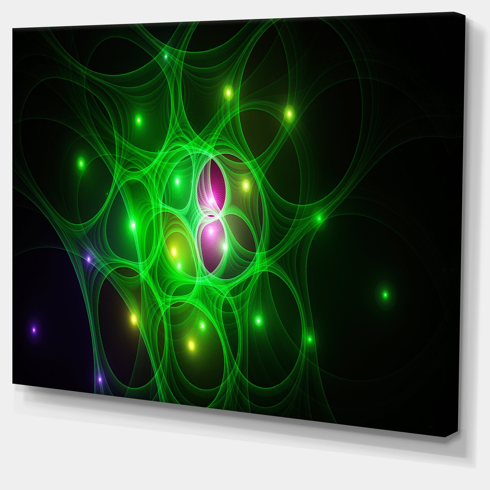 Green Fractal Space Circles - Extra Large Abstract Canvas Art Print