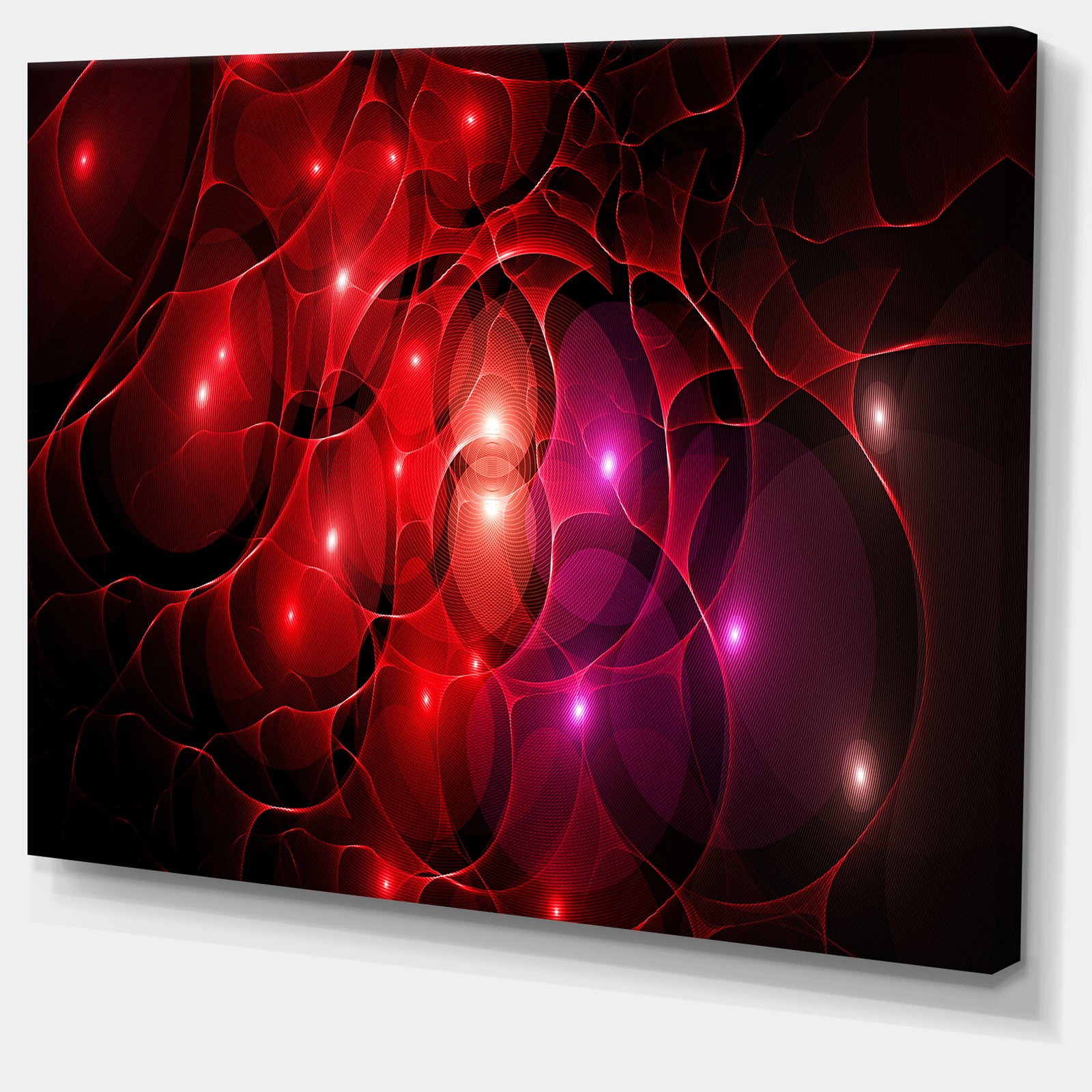 Red Fractal Space Circles - Extra Large Abstract Canvas Art Print