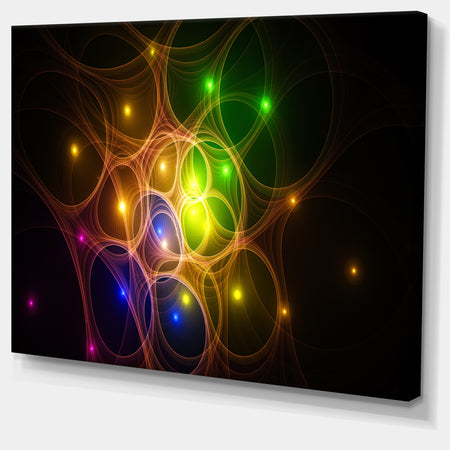 Yellow Fractal Space Circles - Extra Large Abstract Canvas Art Print