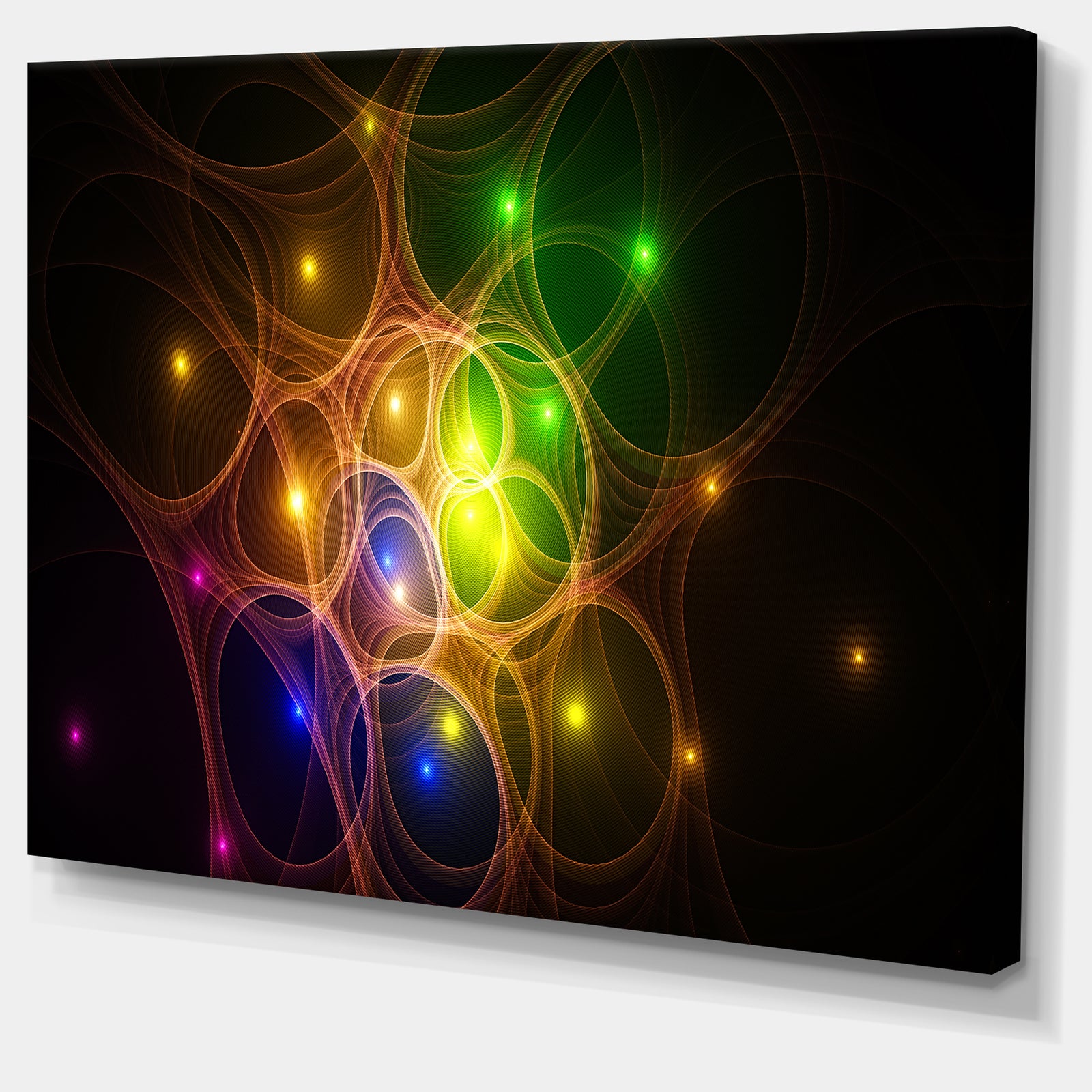 Yellow Fractal Space Circles - Extra Large Abstract Canvas Art Print