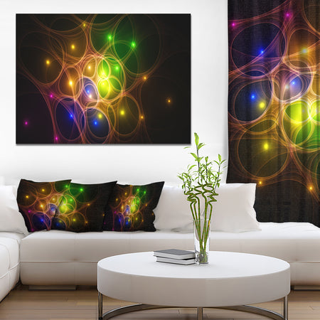 Yellow Fractal Space Circles - Extra Large Abstract Canvas Art Print