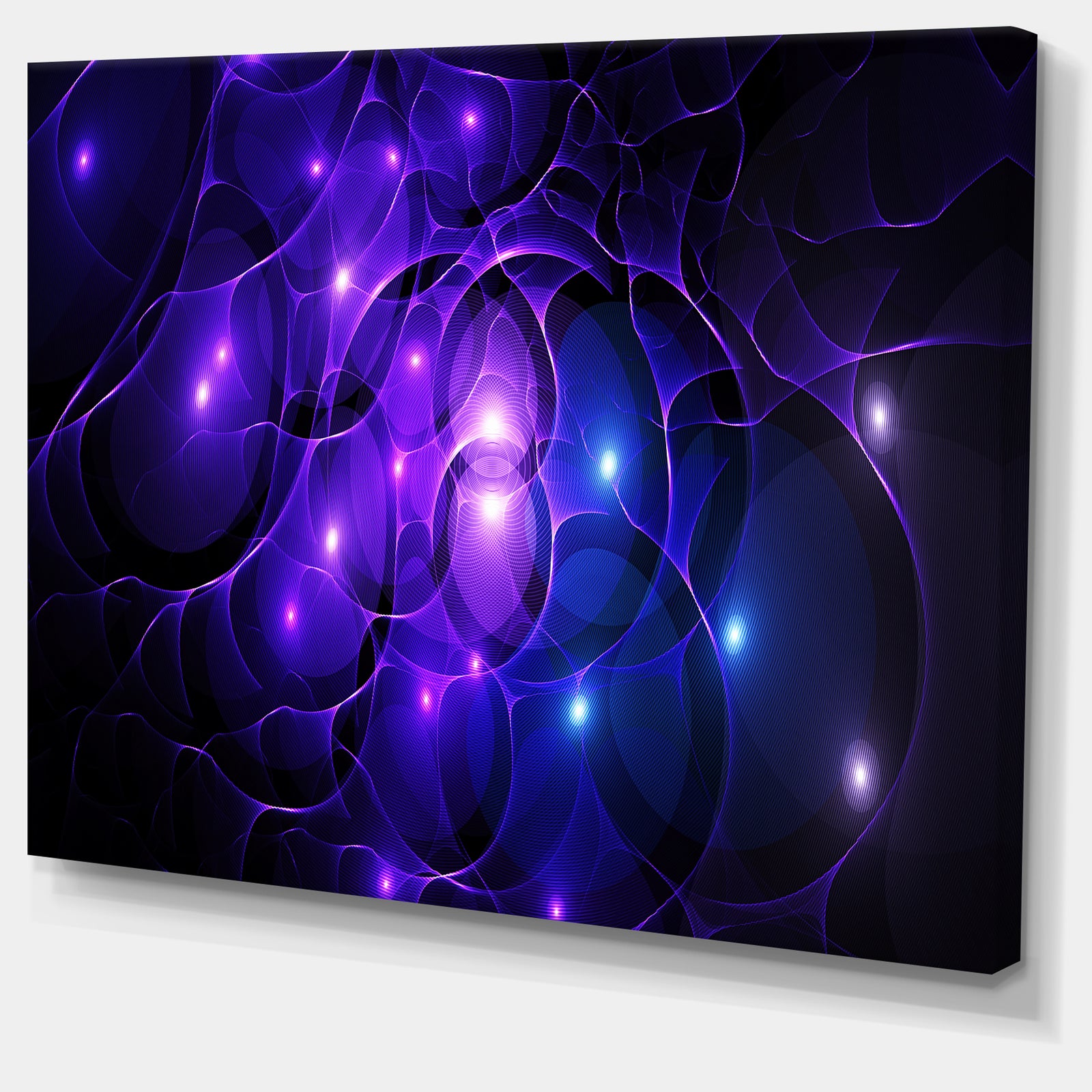 Blue Fractal Space Circles - Extra Large Abstract Canvas Art Print