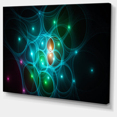 Light Blue Fractal Space Circles - Extra Large Abstract Canvas Art Print