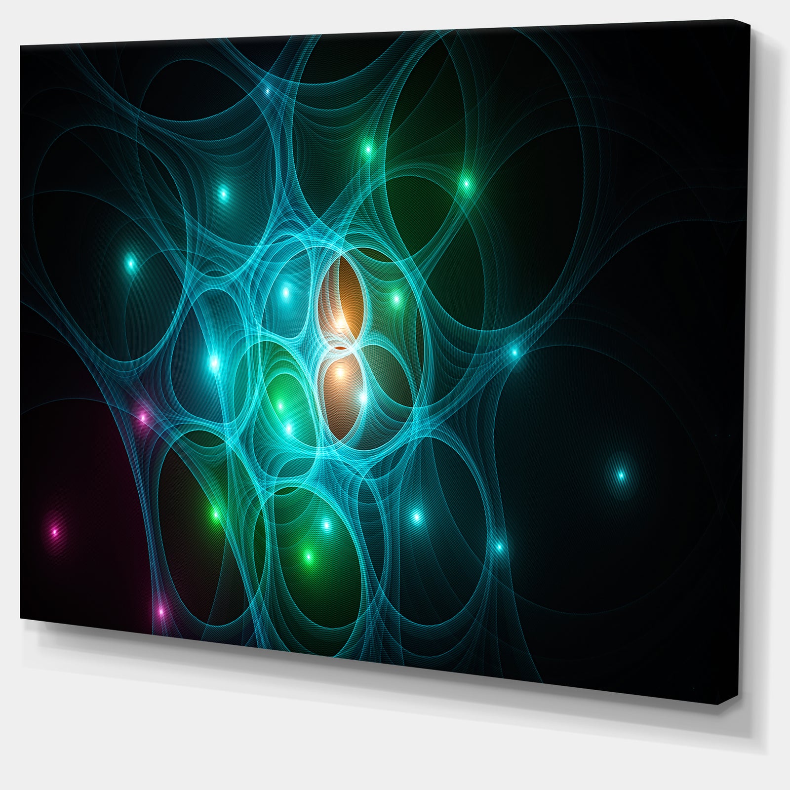 Light Blue Fractal Space Circles - Extra Large Abstract Canvas Art Print