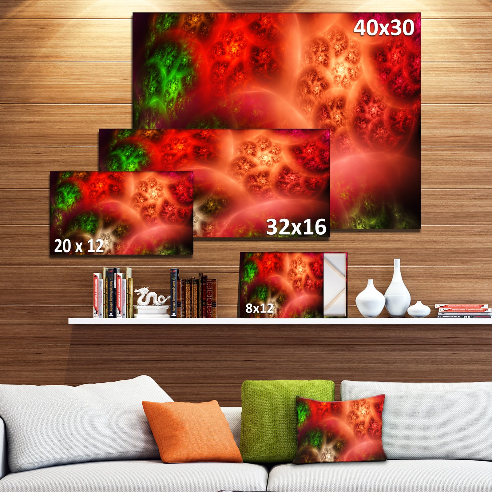 Red Magic Stormy Sky - Extra Large Abstract Canvas Art Print