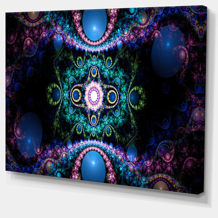 Cabalistic Blue Fractal Pattern - Extra Large Abstract Canvas Art Print