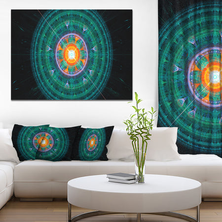 Cabalistic Turquoise Fractal Sphere - Extra Large Abstract Canvas Art Print