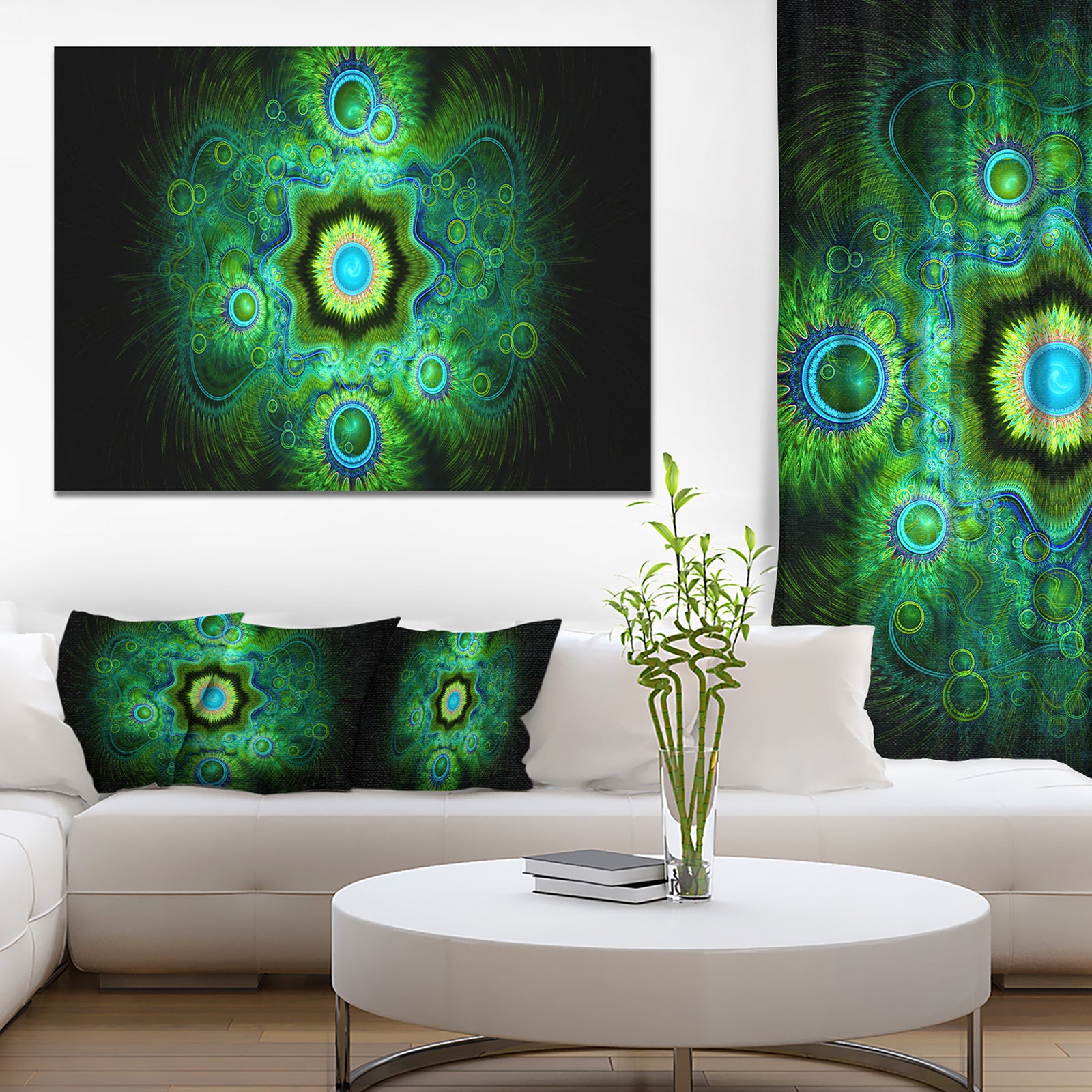 Cabalistic Bright Green Texture - Extra Large Abstract Canvas Art Print
