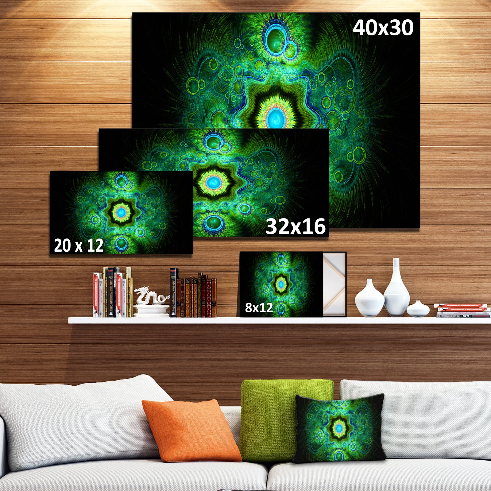 Cabalistic Bright Green Texture - Extra Large Abstract Canvas Art Print