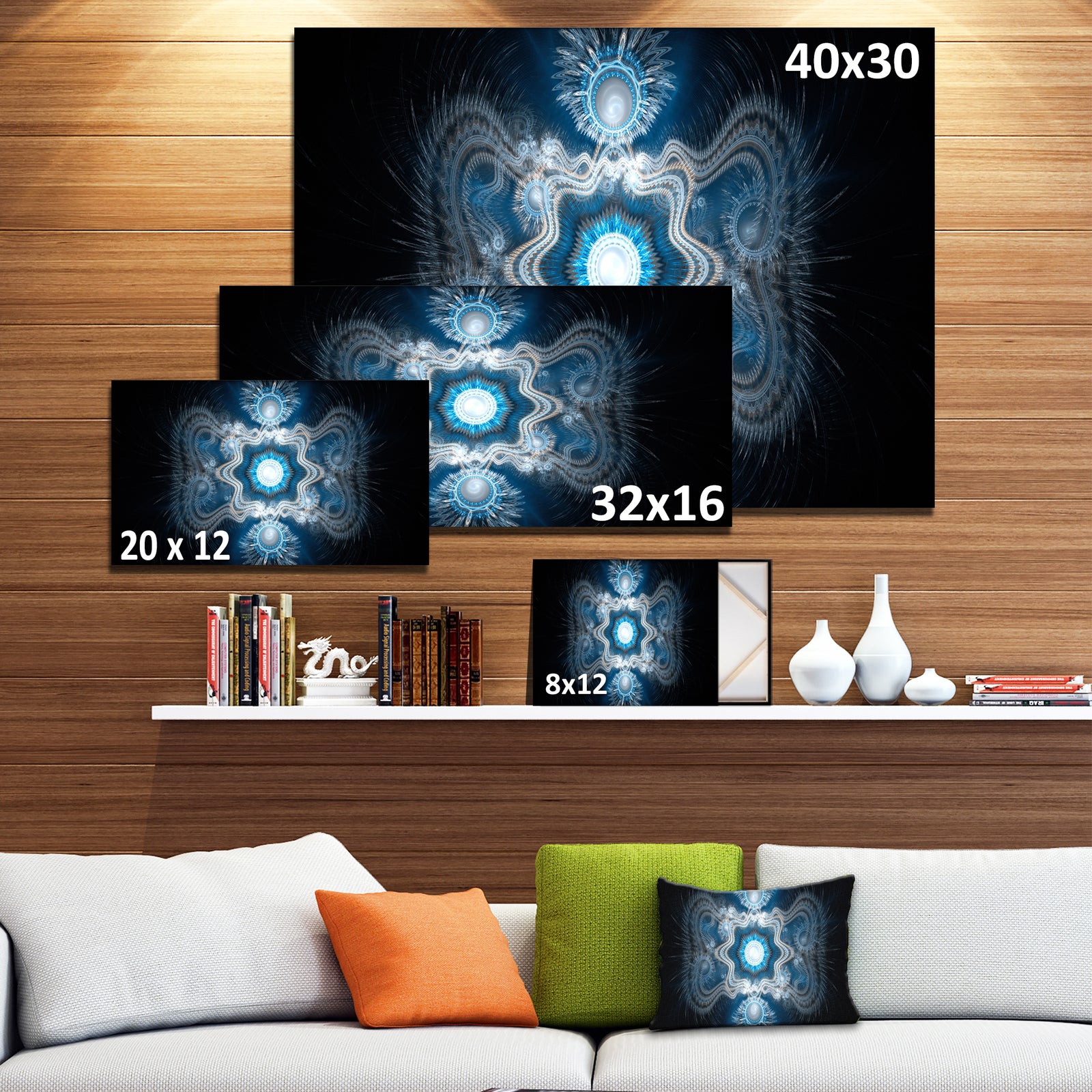 Cabalistic Clear Blue Texture - Extra Large Abstract Canvas Art Print
