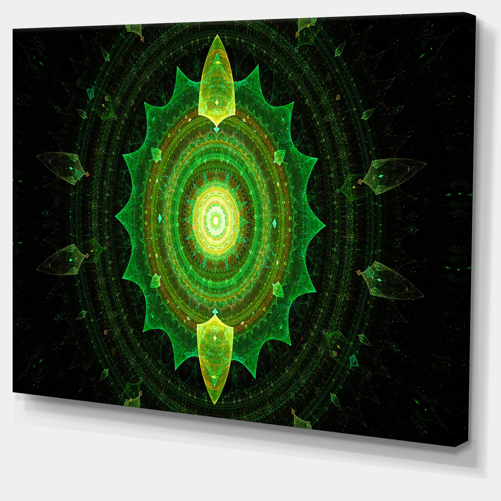Cabalistic Green Fractal Sphere - Extra Large Abstract Canvas Art Print