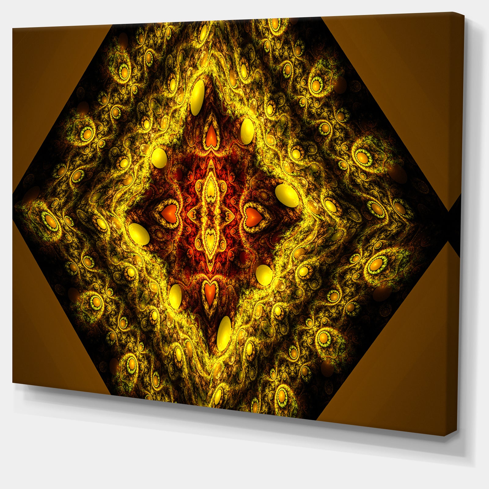 Cabalistic Yellow Fractal Design - Abstract Wall Art Canvas