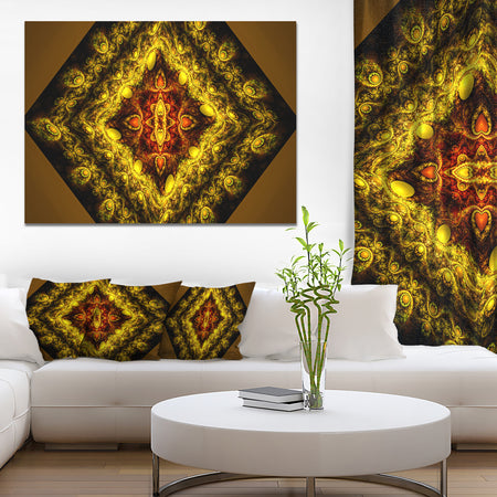 Cabalistic Yellow Fractal Design - Abstract Wall Art Canvas